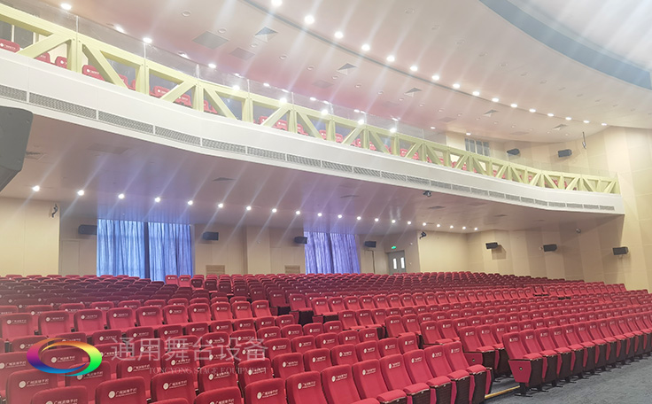 廣州雅源學(xué)校舞臺阻燃幕布、舞臺座椅、舞臺燈光、舞臺音響效果展示